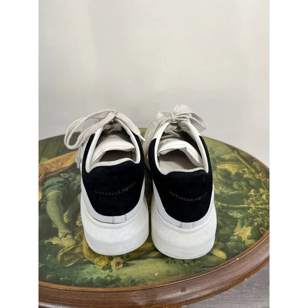 Alexander McQueen White Leather Black Suede Heel Sneakers EU 38.5 / 8.5